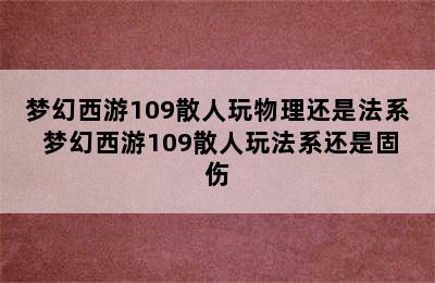 梦幻西游109散人玩物理还是法系 梦幻西游109散人玩法系还是固伤